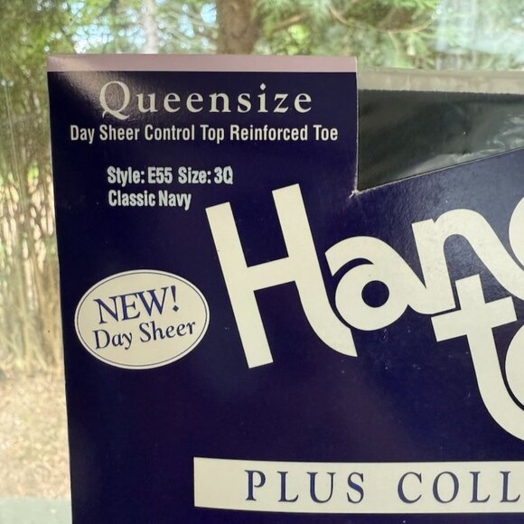 Hanes Too Day Sheer Control Top Reinforced Toe Plus Size 3Q Classic Navy Hosiery - Picture 2 of 4